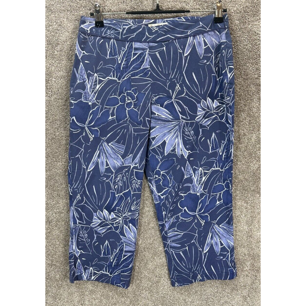 Tommy Bahama Pant Women 6 Purple Tropical Floral Actual 29X21 Crop Capri Stretch